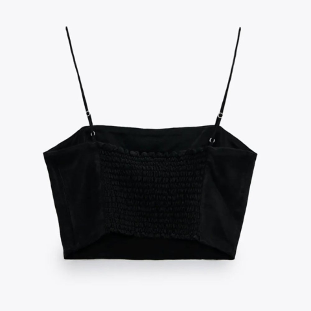 BLACK ZARA SATIN CROP TOP